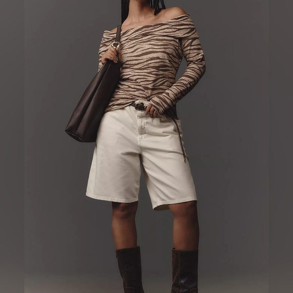 Pilcro Off-The-Shoulder Long-Sleeve Top, XL, Neutral Zebra Print - Picture 10 of 16